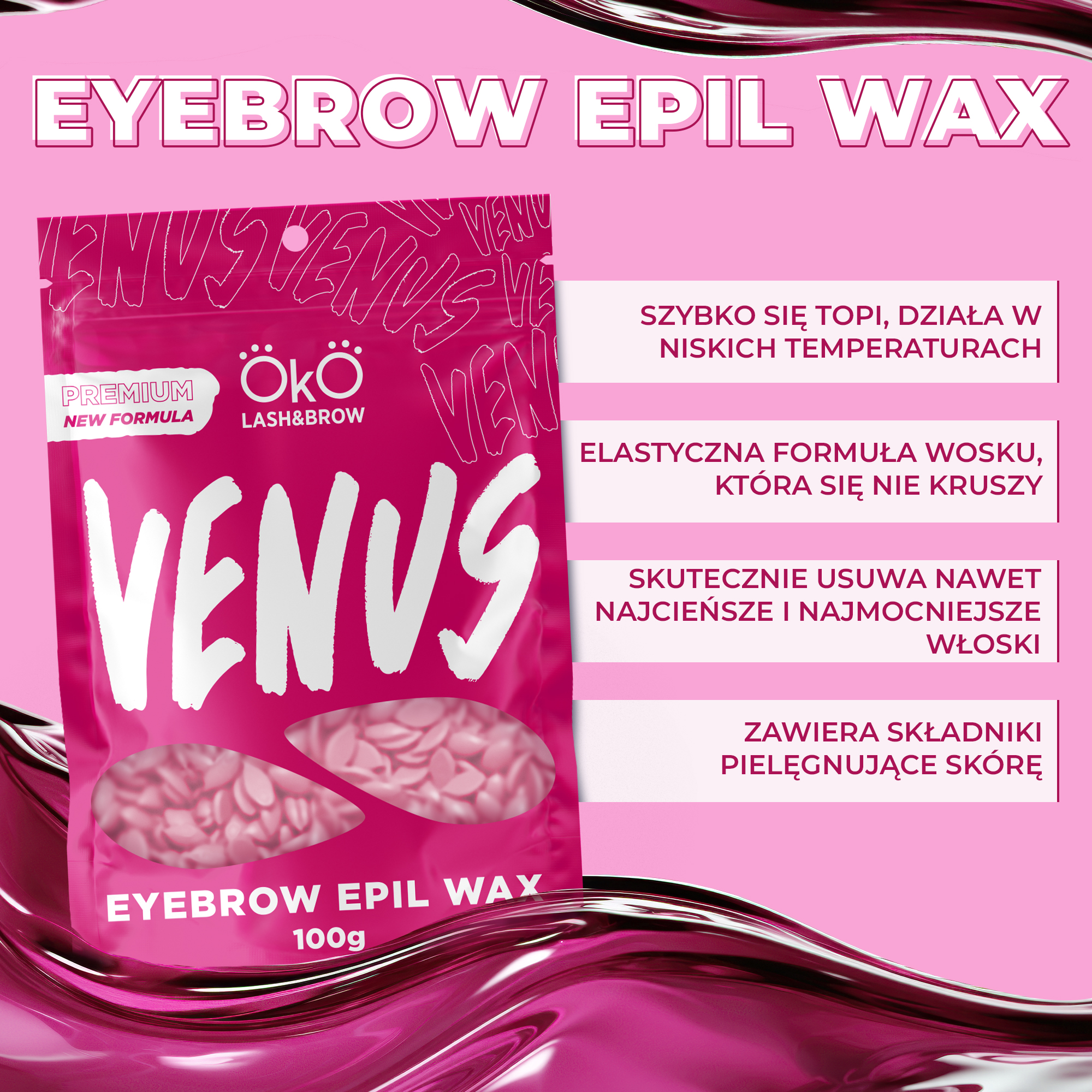 Wosk do depilacji brwi Venus, 100 g pink - obrazek 2